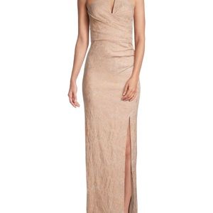 Strapless Jacquard Rose Gold Gown